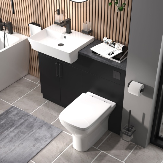 oliver matt black 1100 fitted furniture unit with vanity toilet