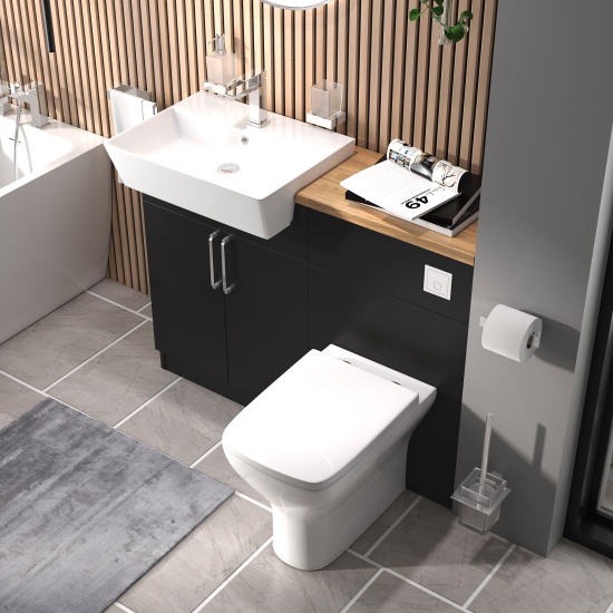 oliver matt black 1100 fitted furniture unit with vanity toilet