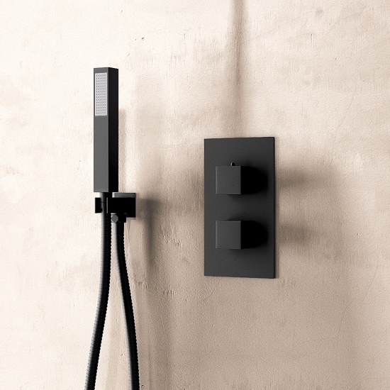 Ribble Square Chrome Shower Handset Kit with Bracket