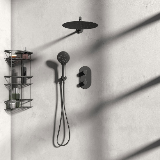 tweed black 2 outlet wall shower set head handset bracket