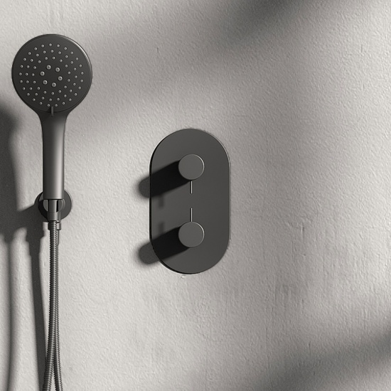 Tweed Round Chrome Thermostatic Shower Valve Dual