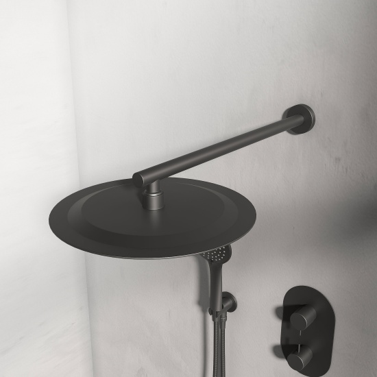 tweed round black shower head wall