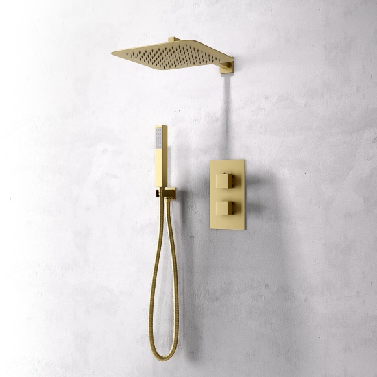Ribble 2 Outlet Wall Shower Set Head Handset Bracket