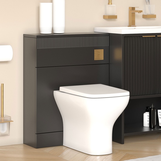 jasmine black back-to-wall toilet unit with optional flush button and pan