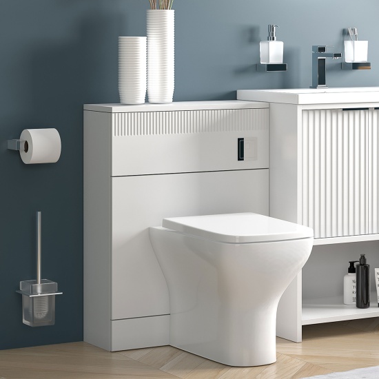 Jasmine White Back-to-wall Toilet Unit with Optional Flush Button and Toilet Pan