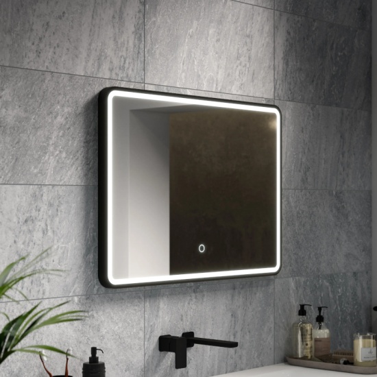 Main Room Scene Image for Frontier LED Mirror with Black Frame