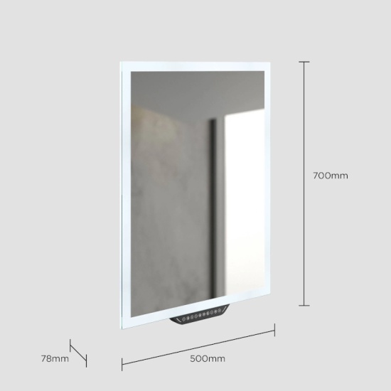 Luka LED Mirror with Alexa - Dimensions Transparent Cut-out Image with Dimensions for Luka LED Mirror with Alexa