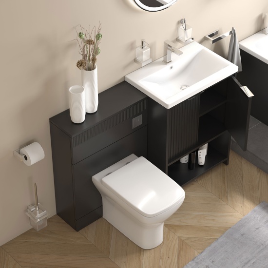 jasmine black cloakroom suite 600 basin unit wc toilet
