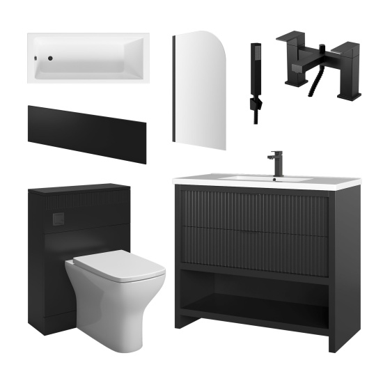 jasmine bath suite with black 1000mm vanity unit wc toilet unit black