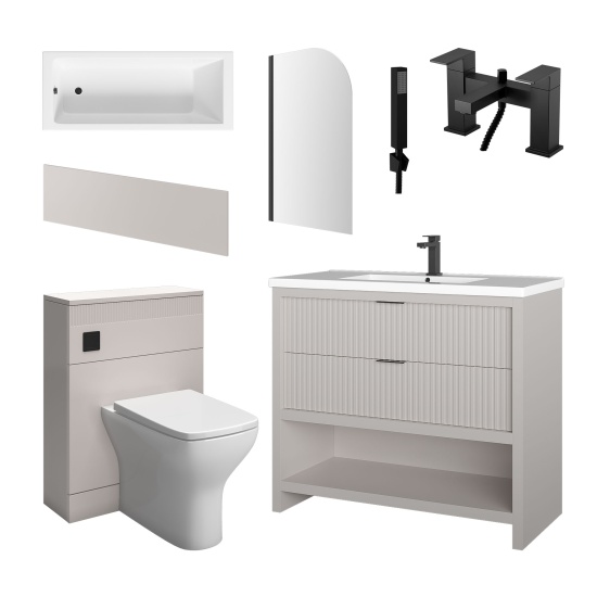 jasmine bath suite with cashmere 1000mm vanity unit wc toilet unit black