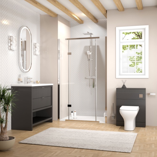 jasmine recessed shower suite with black 1000mm vanity unit wc toilet unit chrome