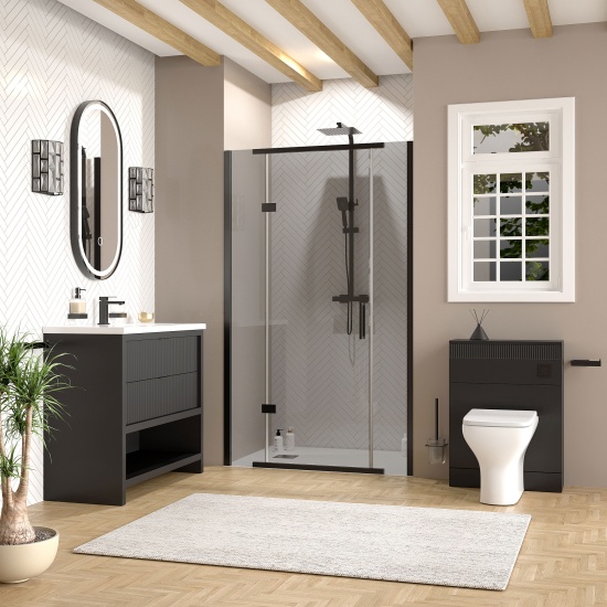 jasmine recessed shower suite with black 1000mm vanity unit wc toilet unit black