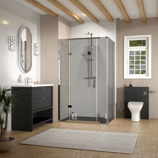 jasmine corner shower suite with black 1000mm vanity unit wc toilet unit chrome
