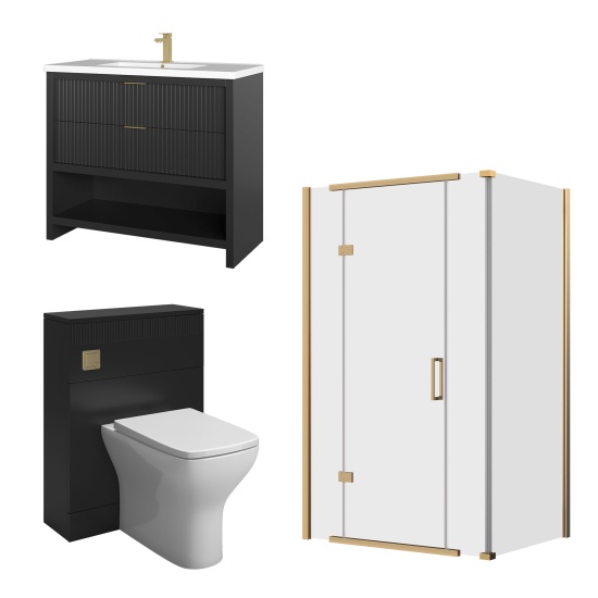 jasmine corner shower suite with black 1000mm vanity unit wc toilet unit gold jasmine corner shower suite with black 1000mm vanity unit wc toilet unit gold