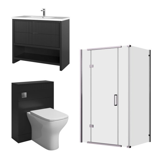 jasmine 3 sided shower suite with black 1000mm vanity unit wc toilet unit chrome jasmine 3 sided shower suite with black 1000mm vanity unit wc toilet unit chrome