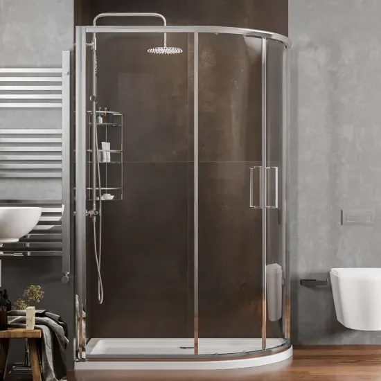 radiant reduced height 1200 x 800 offset quadrant shower enclosure chrome
