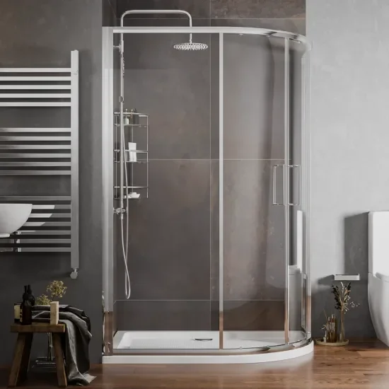 radiant reduced height 1200 x 900 offset quadrant shower enclosure chrome
