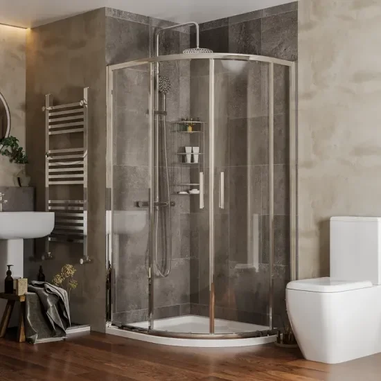 radiant reduced height 1000 x 800 offset quadrant shower enclosure chrome