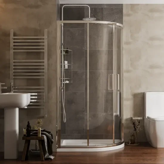 radiant reduced height 1000 x 800 offset quadrant shower enclosure chrome