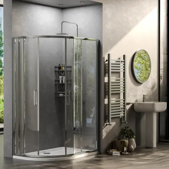 radiant standard height 1200 x 800 offset quadrant shower enclosure chrome