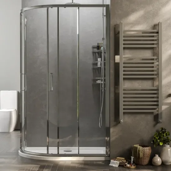 radiant standard height 1200 x 800 offset quadrant shower enclosure chrome