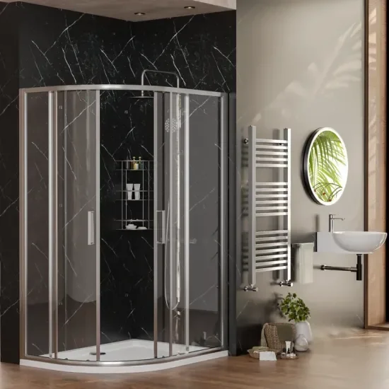 radiant standard height 1200 x 900 offset quadrant shower enclosure chrome