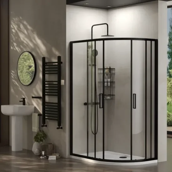 radiant standard height 1200 x 800 offset quadrant shower enclosure black