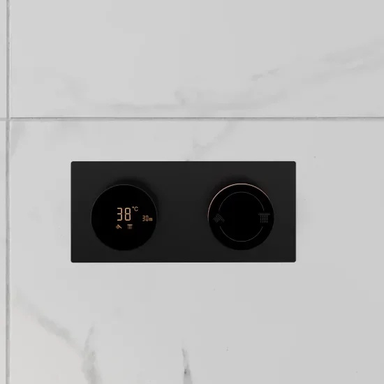 Cyber Rectangular black thermostatic shower valve dual