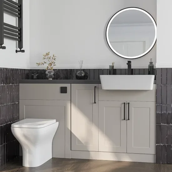 Alternative Configuration for Oliver 1500 Cashmere Shaker Fitted Furniture Combination Vanity Unit