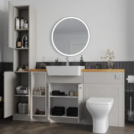 Product Image for Oliver 1700 Cashmere Shaker Fitted Furniture Combination Vanity Unit with Ceramic Basin 8