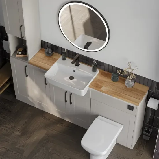 Product Image for Oliver 1700 Cashmere Shaker Fitted Furniture Combination Vanity Unit with Ceramic Basin 4
