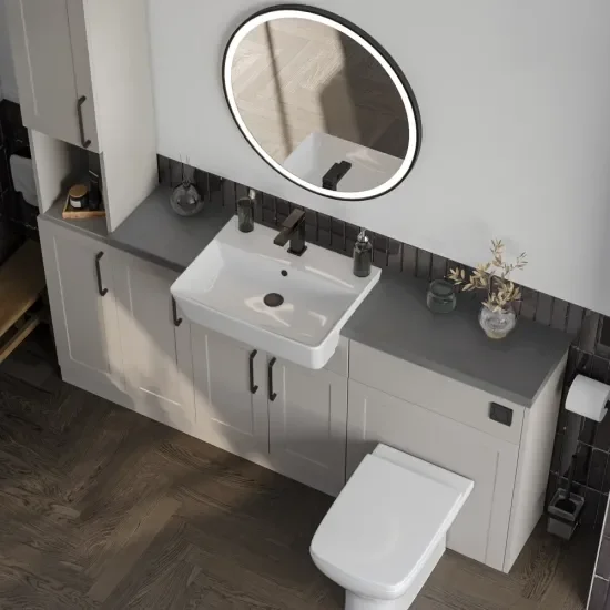 Product Image for Oliver 1700 Cashmere Shaker Fitted Furniture Combination Vanity Unit with Ceramic Basin 3