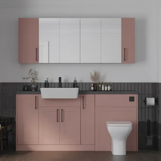 Main product image for the Oliver Pink 1700 Shaker Fitted Furniture with Mirror Cabinets 1