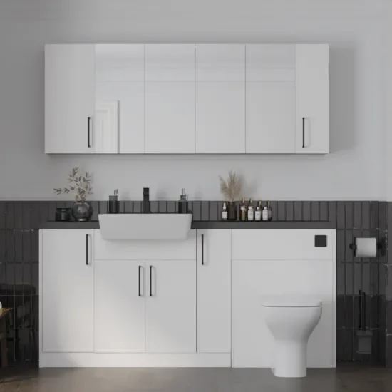 Main product image for the Oliver White 1700 Shaker Fitted Furniture with Mirror Cabinets 1
