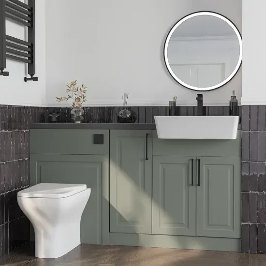 Alternative Configuration for Oliver 1500 Sage Green Shaker Fitted Furniture Combination Vanity Unit