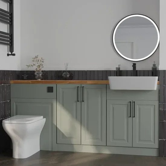 Alternative Configuration for Oliver 1800 Sage Green Shaker Fitted Furniture Combination Vanity Unit