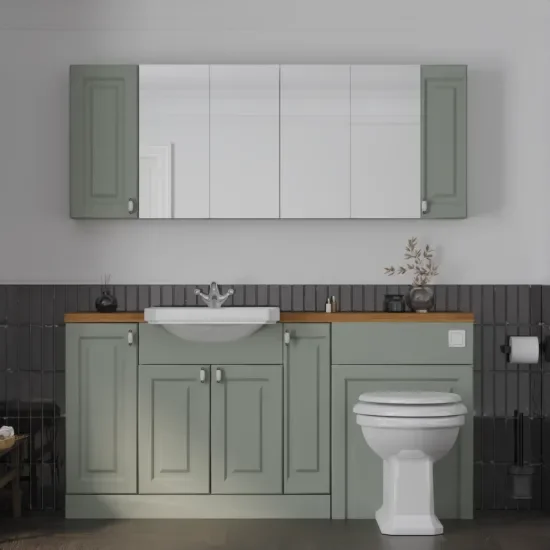 Main product image for the Oliver Sage Green 1700 Shaker Fitted Furniture with Mirror Cabinets 1