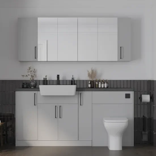 Main product image for the Oliver Dust Grey 1700 Slim Shaker Fitted Furniture with Mirror Cabinets 1