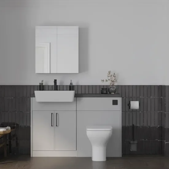 Main product image for the Oliver Dust Grey 1200 Slim Shaker Fitted Cloakroom Suite 1
