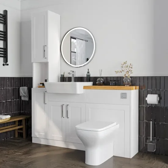 Product Image for Oliver 1400 White Shaker Fitted Furniture Combination Vanity Unit with Ceramic Basin 3