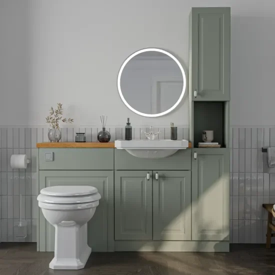 Alternative Configuration for Oliver 1500 Sage Green Shaker Fitted Furniture Combination Vanity Unit