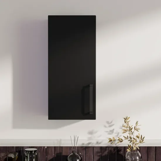 Oliver Matt Black 300mm Wall Cabinet