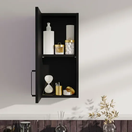 Oliver Matt Black 300mm Wall Cabinet