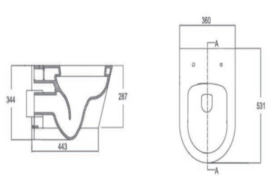 Alessio Black Wall hung Toilet Pan Line Product Image for Alessio Black Wall-hung Toilet Pan