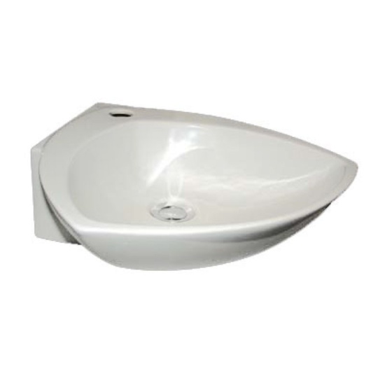 White Corner basin with 1-tap hole  Ceramic corner white basin with one tap hole and no overflow