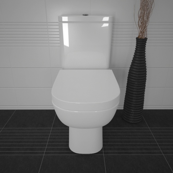 Series 600 Toilet with Soft Close Seat RAK Series 600 Cistern with Chrome Flush Button and Close Coupled Pan