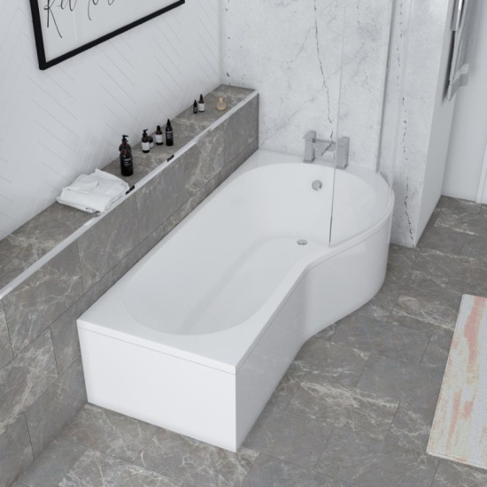 Ethan 1700 P Shaped Shower Bath (right Handed)