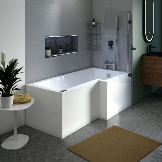 L Shaped Whirlpool Shower Bath (right Handed)
