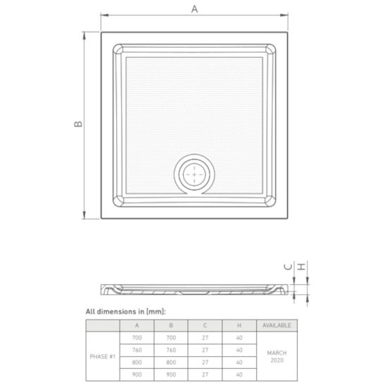 Square Easy Plumb Low Profile Resin Shower Tray