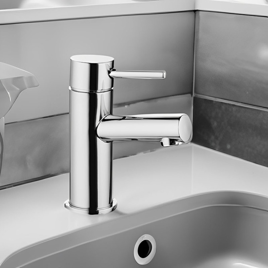 Zoo Mini Mono Basin Mixer Smooth Bodied Single Lever Deck Mounted Waste Optional